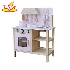 2020 new arrival gray wooden large play kitchen for children W10C506