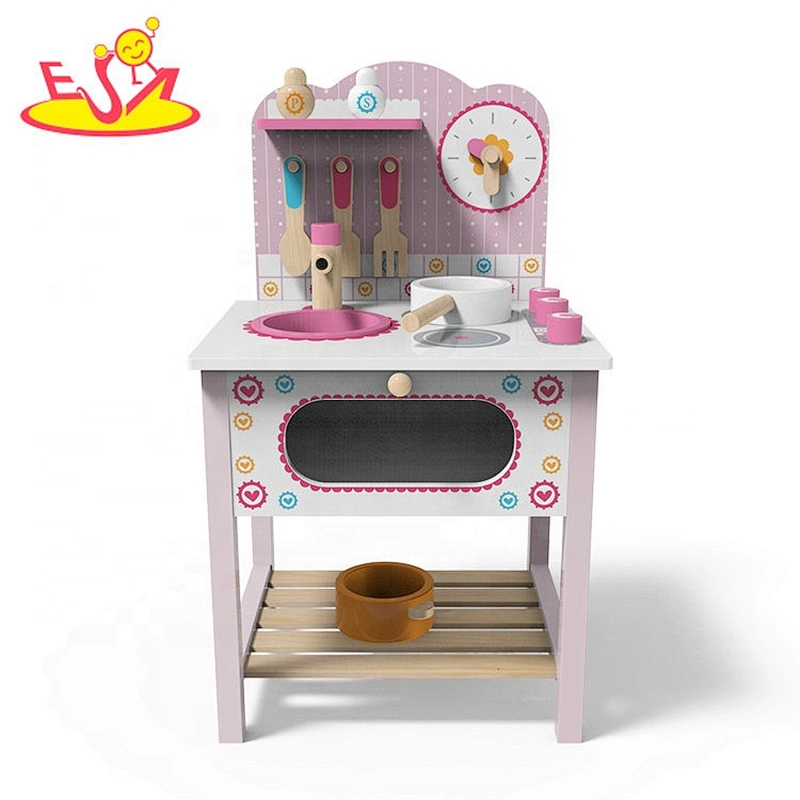 2020 New Original Design mini pink wooden toy kitchen set for girls W10C545