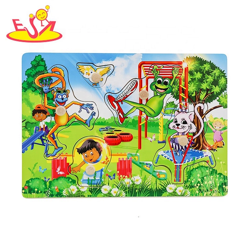 2020 Top sale educational spring wooden puzzles for toddlers W14M191