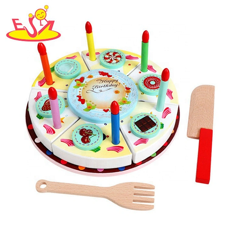 2020 most popular kids cake wooden cutting toy with candles W10B337
