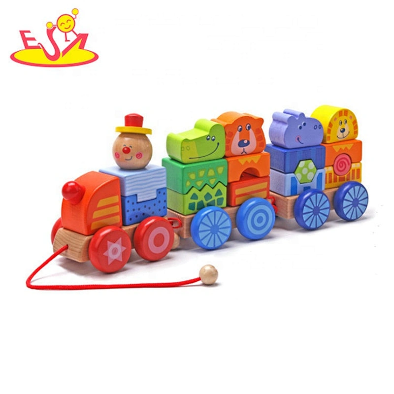 2020 top sale small kids wooden block train for early learning W05C128