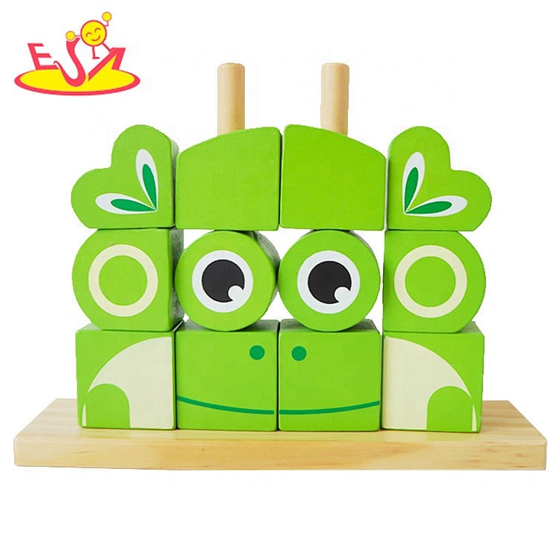 2020 New arrival educational wooden animal shape blocks for kids W13D268