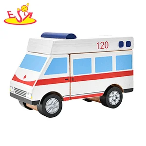 wholesale HOT baby educational ambulance toy children wooden medical car toy W04A460