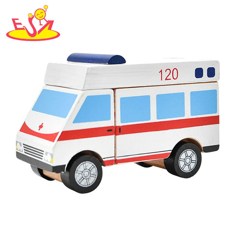 wholesale HOT baby educational ambulance toy children wooden medical car toy W04A460