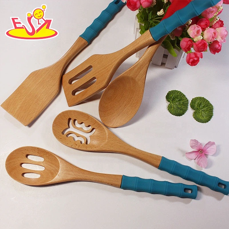 Most popular blue wooden spatula set for kids W02B011