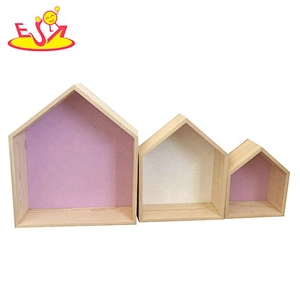 Top sale blue wooden wall decorative shelves for kids room W08C286