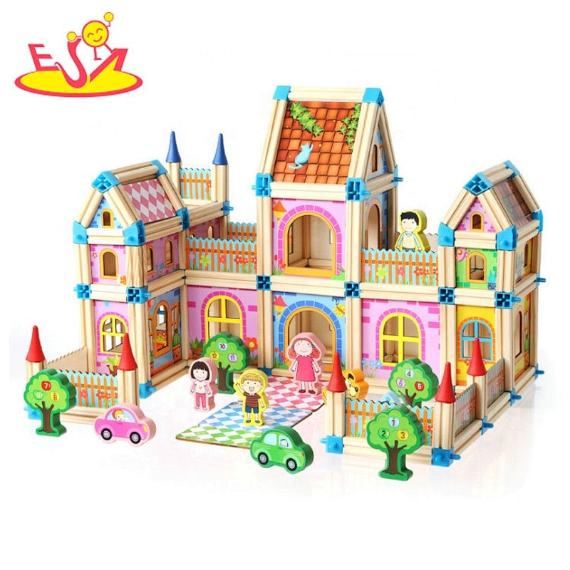 2020 most popular 69PCS castle wooden learning blocks for children W13A201