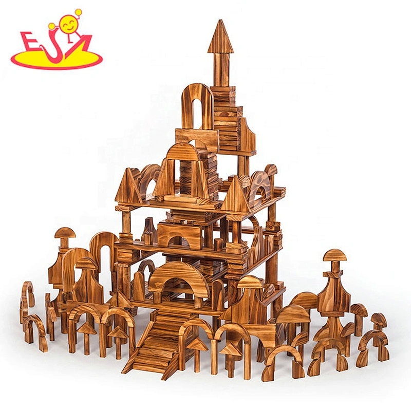 2020 high quality 398 pcs kids wooden outdoor building blocks for family W01D050