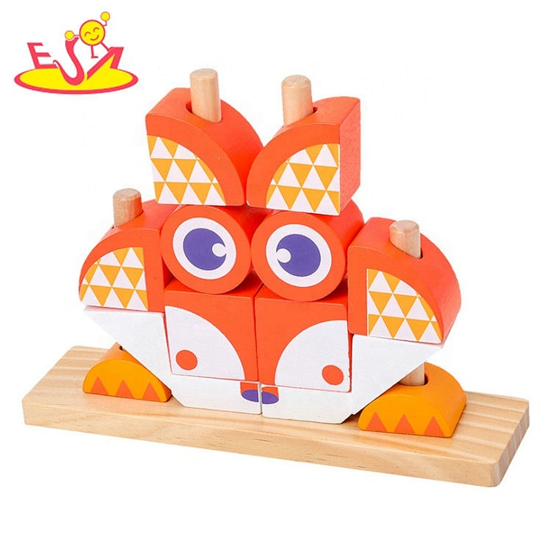 2020 New arrival educational wooden lion shape blocks for kids W13D269