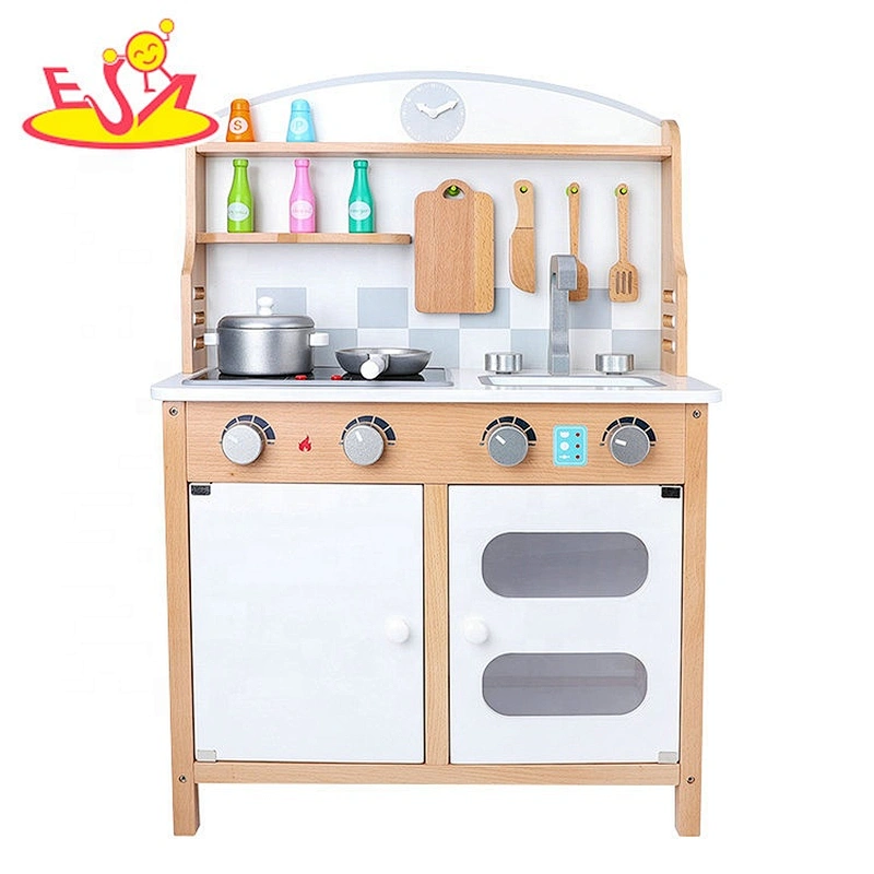 2020 most popular pink wooden play kitchen set for kids W10C506B