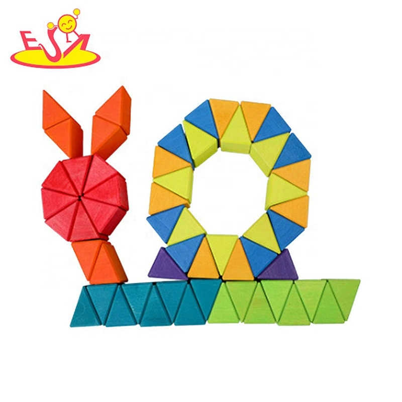 2020 New arrival 72PCS preschool wooden shape blocks for kids W13A209B