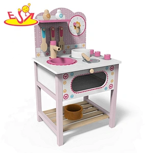 2020 New Original Design mini pink wooden toy kitchen set for girls W10C545