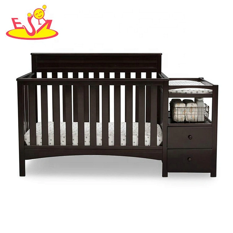 high quality baby wooden 3 in 1 crib with changing table W08E030