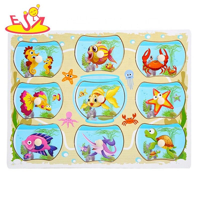 2020 high quality early learning wooden peg jigsaws for toddlers W14M214