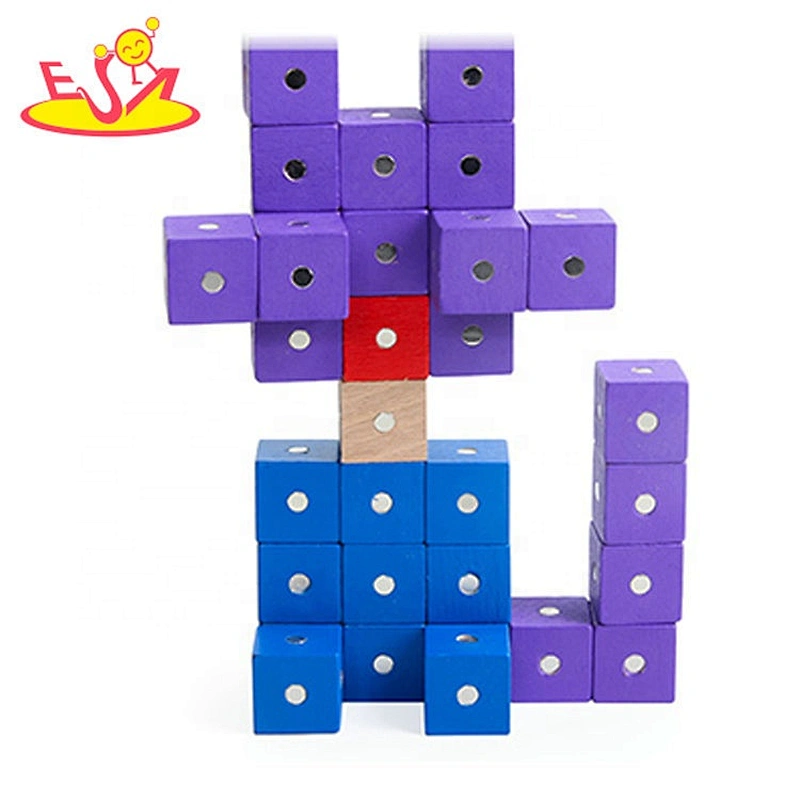 2020 high quality children educational wooden magnetic building blocks for wholesale W13A206
