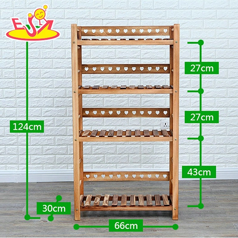 Best design brown four layers wooden flower shelf for garden decoration W08H107