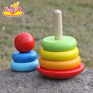New design mini rainbow toy wooden ring toss game for kids W13D136