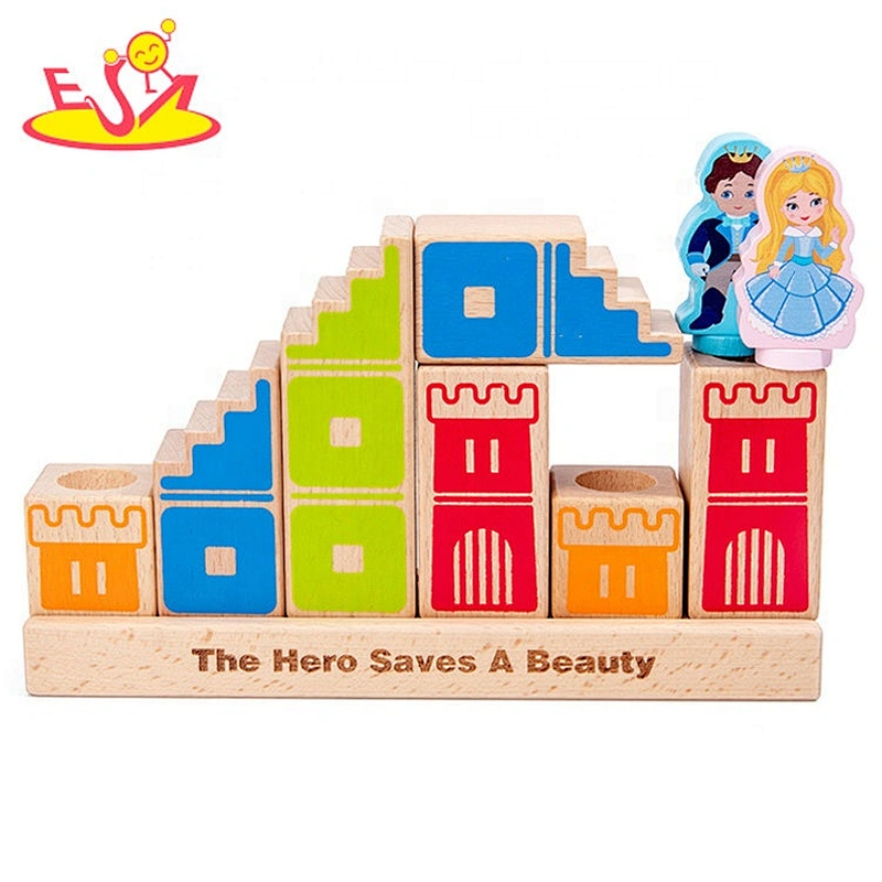 2020 most popular 10PCS educational wooden baby building blocks for wholesale W13A202