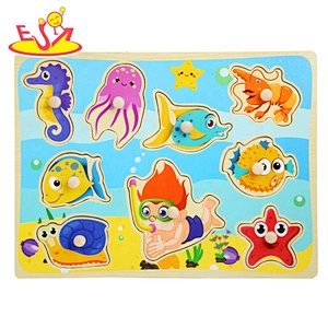2020 new design kids wooden animal jigsaw puzzles for education W14M208
