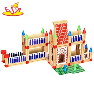 2020 New arrival 148PCS preschool kids wooden building blocks for kids W13A208