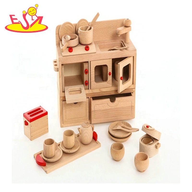 2020 New arrival pretend kids wooden toy kitchen for wholesale W10C532