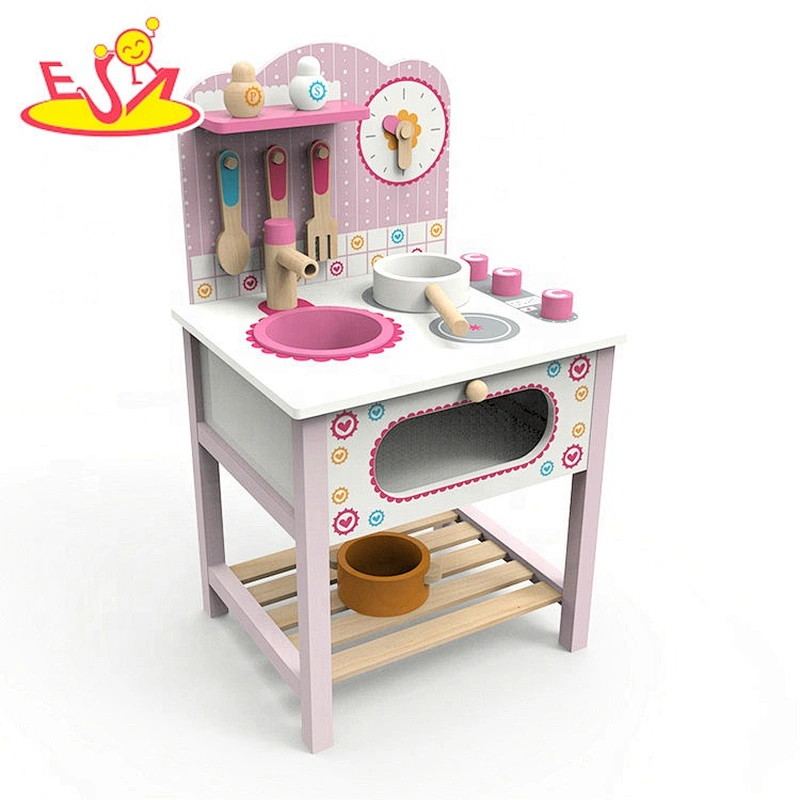 2020 New Original Design mini pink wooden toy kitchen set for girls W10C545