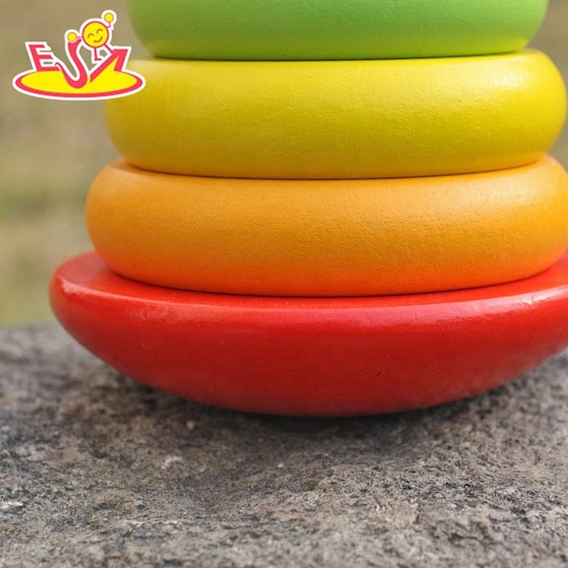 New design mini rainbow toy wooden ring toss game for kids W13D136