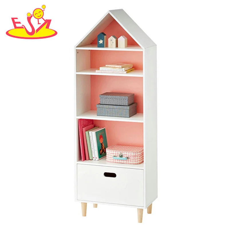 New design wooden indoor home furniture white children storage shelf  W08C292