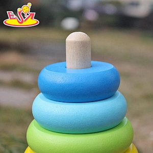 New design mini rainbow toy wooden ring toss game for kids W13D136