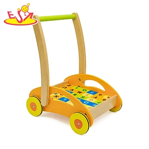 2020 New design pink wooden baby push along walker for wholesale W16E152