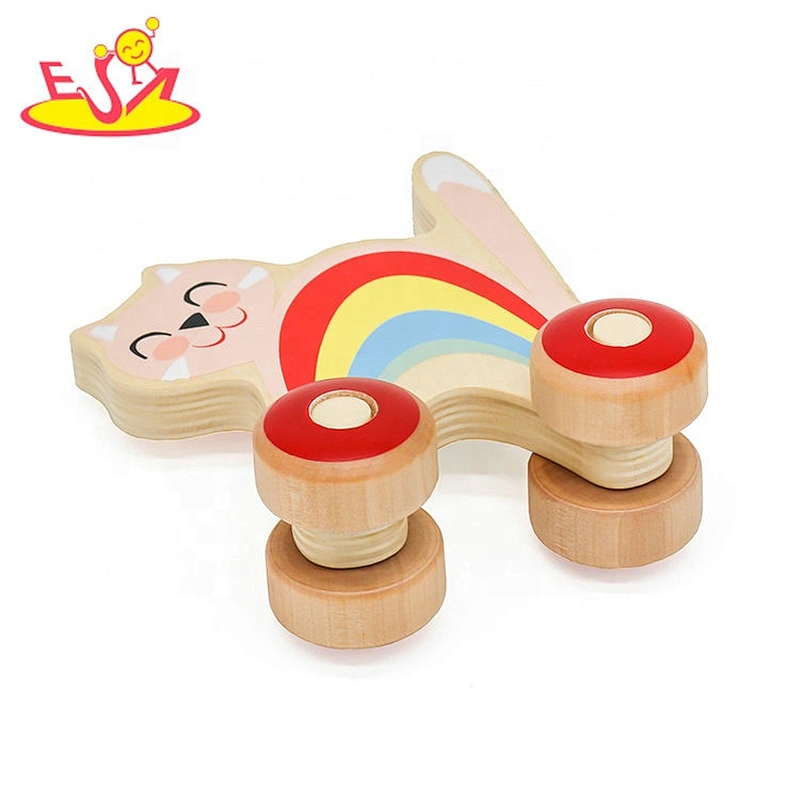 Top sale lovely rabbit shape wooden toy cars for kids W04A412