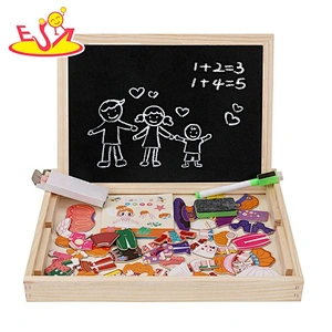 Most popular wooden kids portable drawing board with magnetic toys W12B136