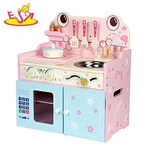2020 New released pink wooden play kitchen for girls W10C516