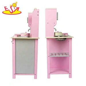 2020 new arrival pink wooden role play kitchen for babies W10C500