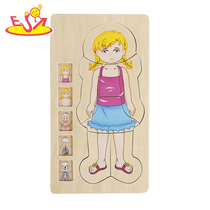 2020 Customize educational wooden human body puzzle for kids W12E055