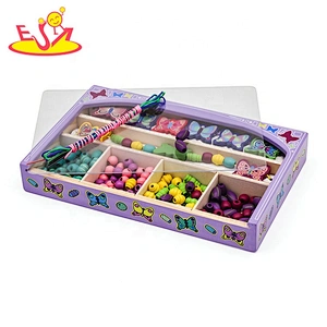 Wholesale colorful diy wooden lacing toys for toddlers W11E098
