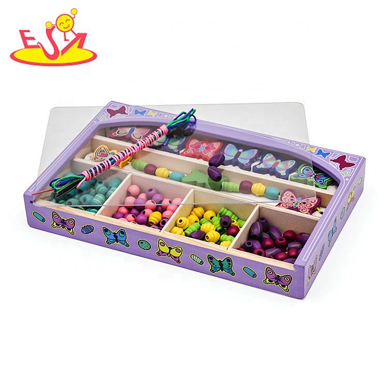 Wholesale colorful diy wooden lacing toys for toddlers W11E098