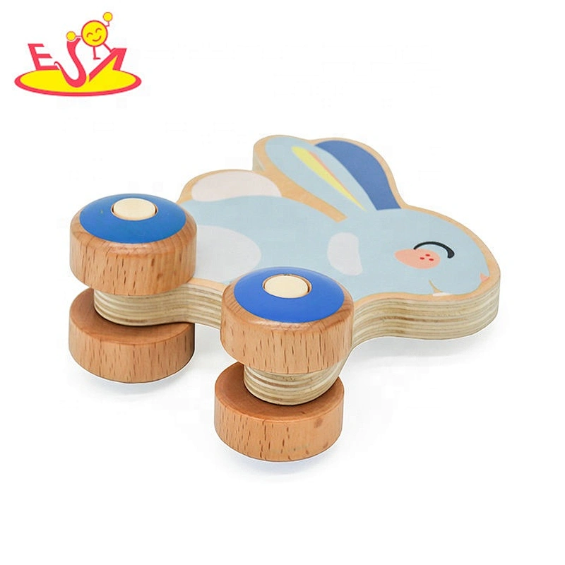 New arrival funny animal wooden mini car toys for kids W04A411