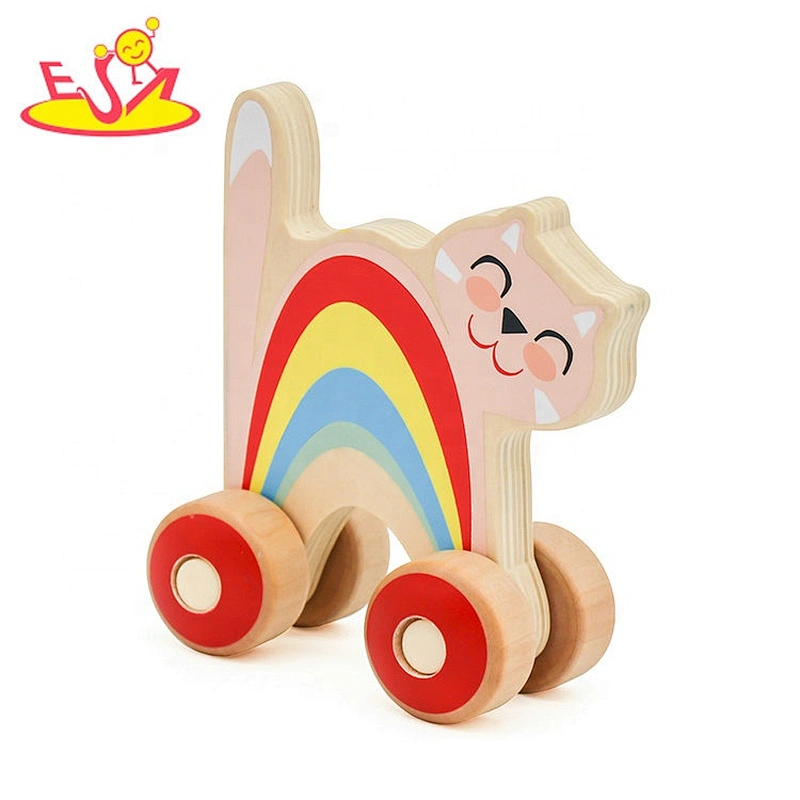 Top sale lovely rabbit shape wooden toy cars for kids W04A412