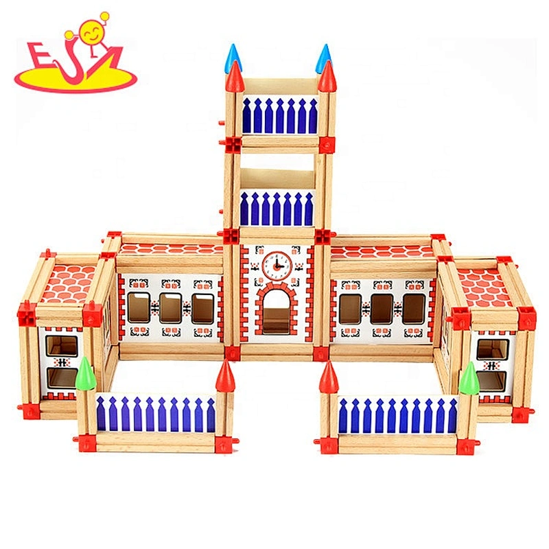 2020 New arrival 148PCS preschool kids wooden building blocks for kids W13A208