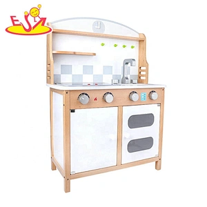2020 most popular white wooden pretend play kitchen for toddlers W10C503