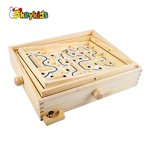 Hot selling educational wooden metal ball maze for children W11H073