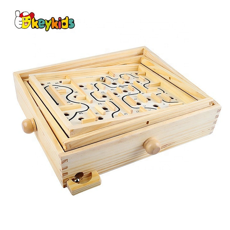Hot selling educational wooden metal ball maze for children W11H073