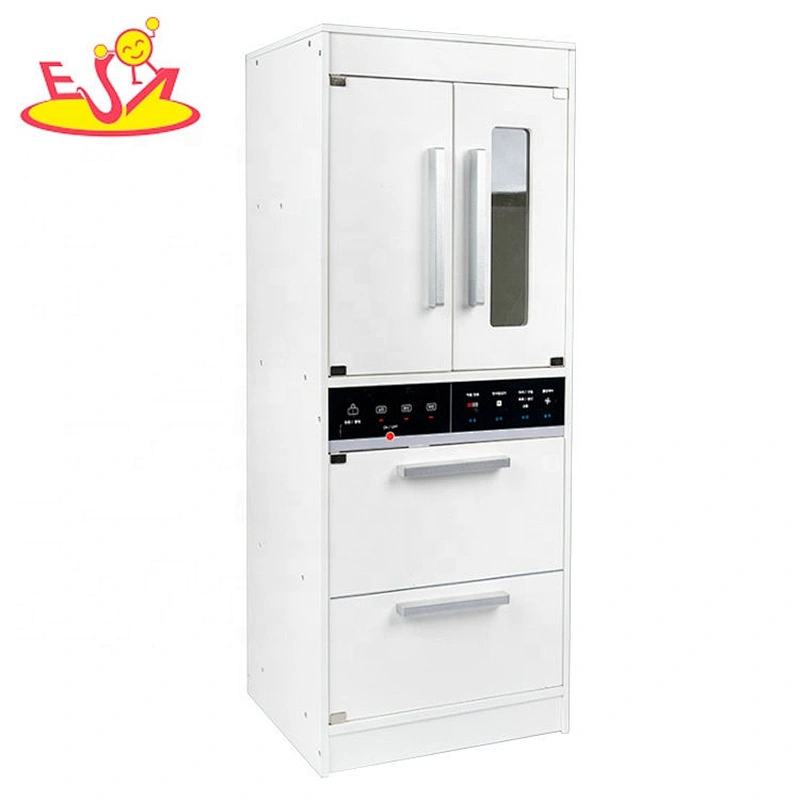2020 Most popular light and sounds white wooden toy kitchen with fridge W10C493D