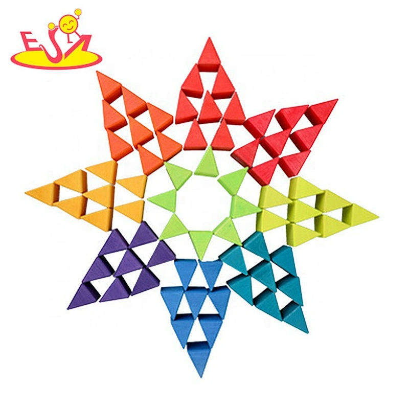 2020 New arrival 72PCS preschool wooden shape blocks for kids W13A209B