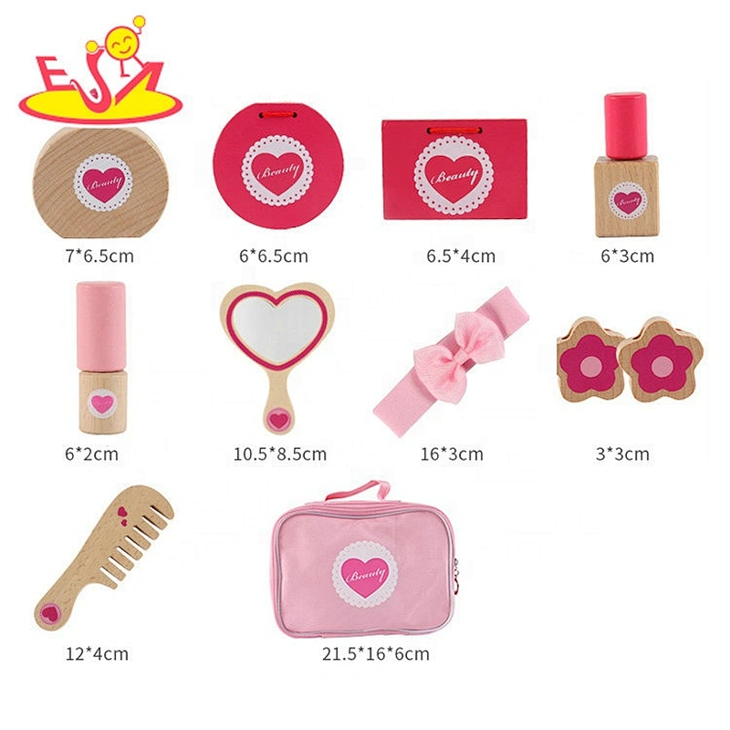 2020 New arrived pink wooden pretend make up set for kids W10D268