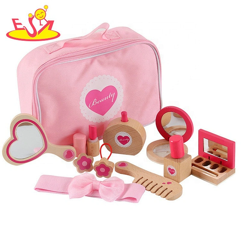 2020 New arrived pink wooden pretend make up set for kids W10D268