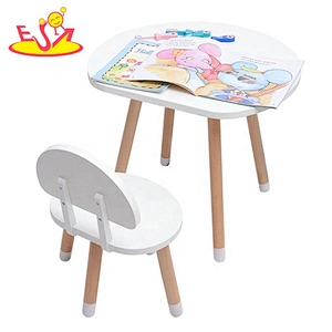 High quality pink wooden kids round table and chairs for sale W08G273