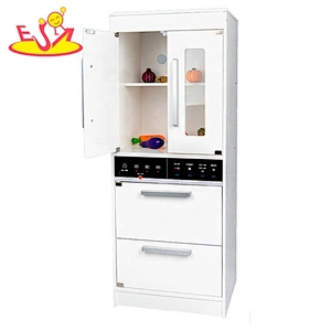 2020 Most popular light and sounds white wooden toy kitchen with fridge W10C493D