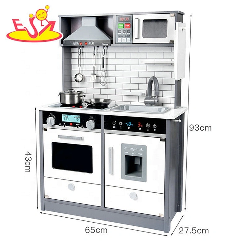 2020 Top sale lights and sounds pretend play toys wooden kitchen and fridge set for kids W10C493C